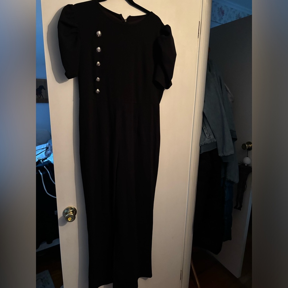 Women's Elegant Puff Sleeve High Waist Wide Leg Long Jumpsuit